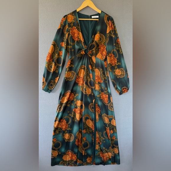 Gizelle Teal Printed Floral Maxi Dress green brown - Picture 4 of 16